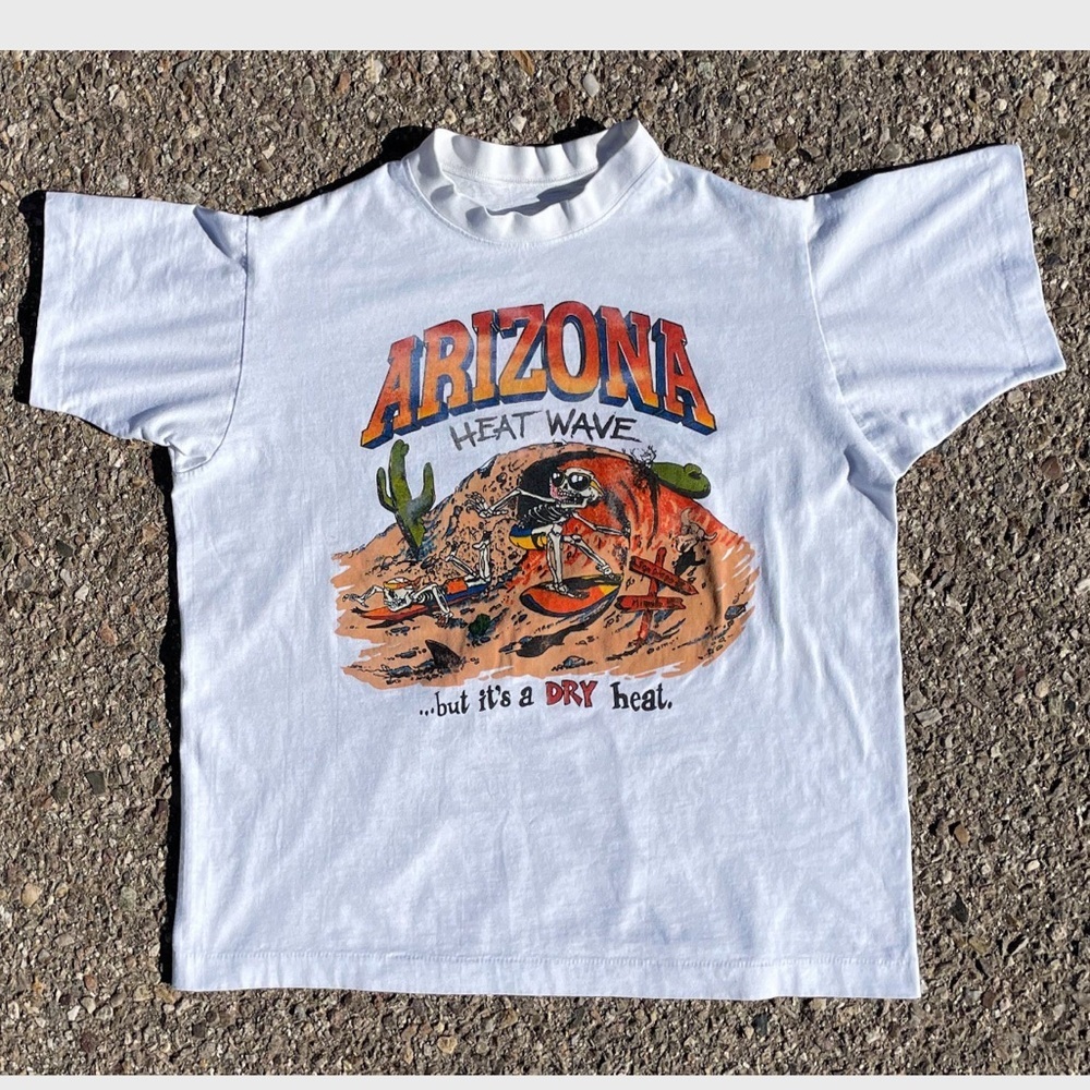 Vintage 90s Arizona Heat Wave Dry Heat Skeleton Single Stitch T-Shirt Boxy Fit